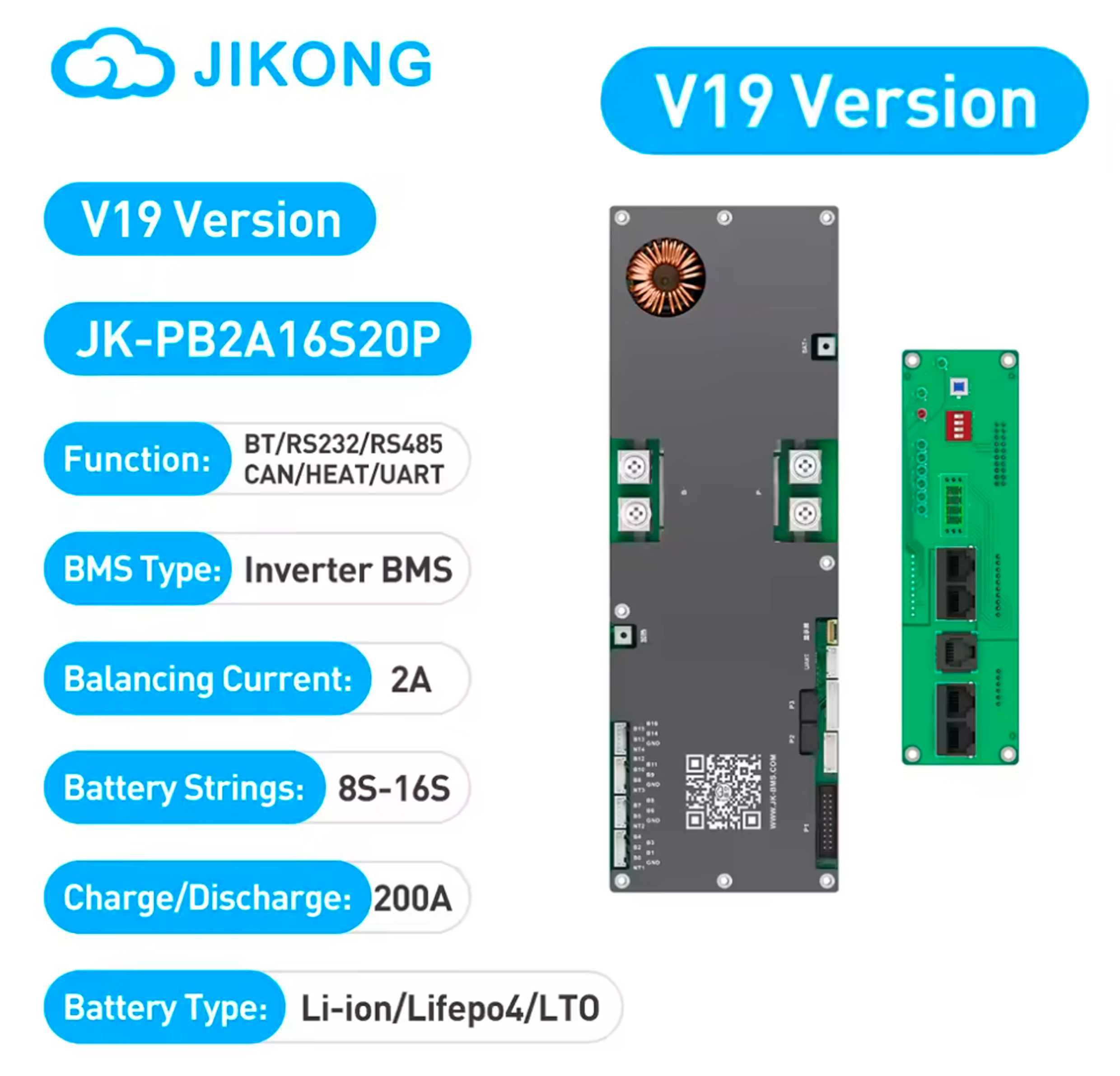 JK BMS PB2A16S20P 200а 2A  v 19 8S-16S Jikong PB2A16S30P