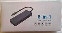Hub USB-C 6 in 1, model HB101, hdmi, vga, sd, TF, 2x usb-a
