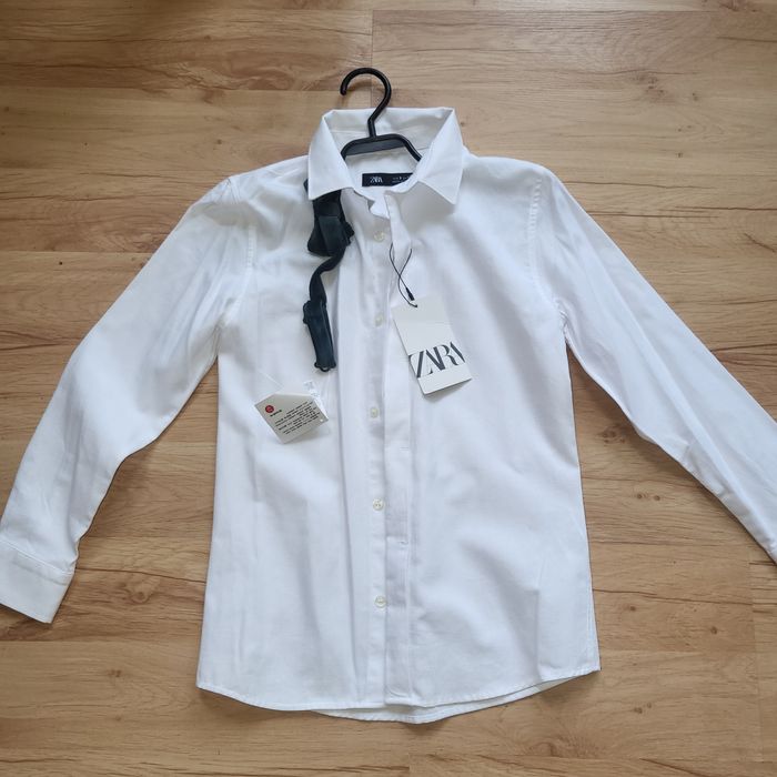 Koszula biała długi rękaw I muszka NOWA ZARA