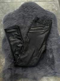 leginsy czarne z suwakami ocieplane ala skórzane spodnie  xl xxl