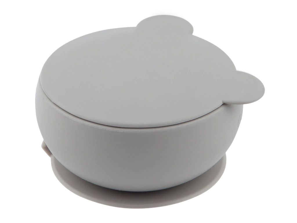 Tigela Cinza em silicone com tampa  MiniKoiOi