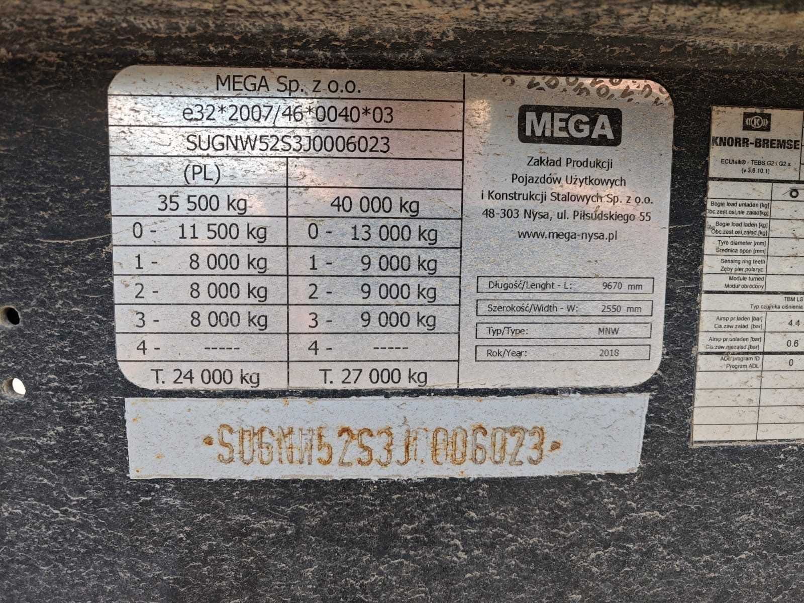 Wanna, naczepa MEGA 26m3