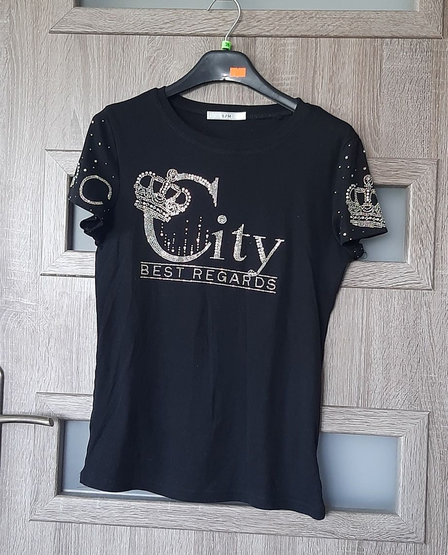 Bluzka tshirt damski z cyrkoniami roz.sm
