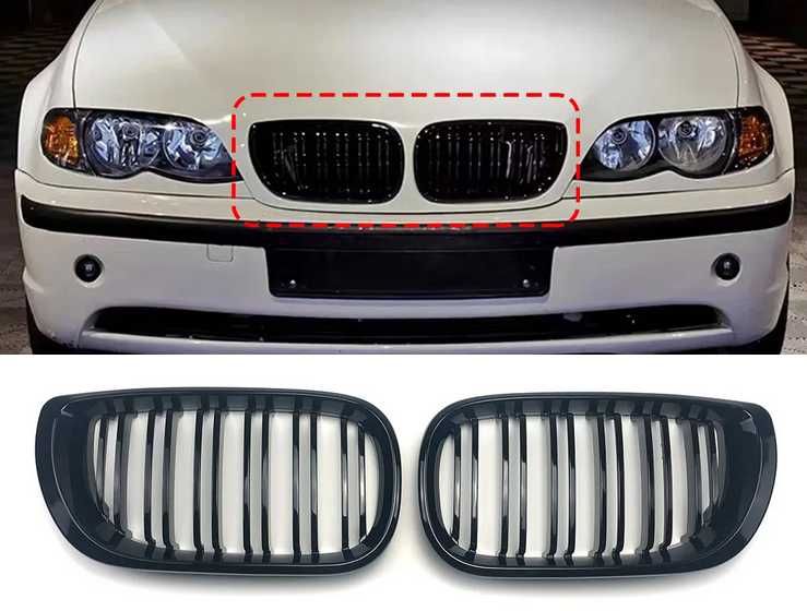 Nerki grill atrapa Czarny połysk BMW E46 SEDAN TOURING LIFT 2001/2006