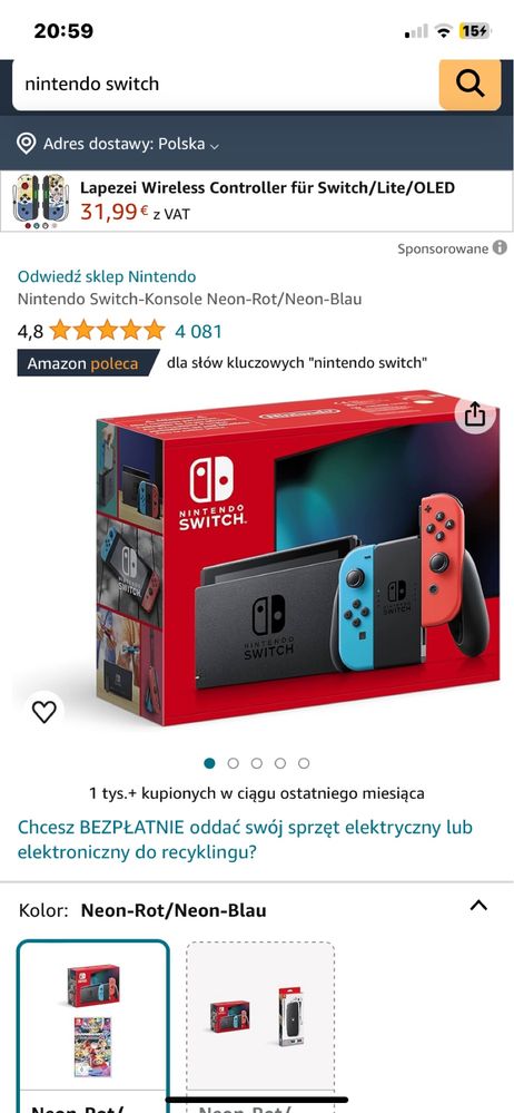 Konsola NINTENDO Switch + Joy-Con Niebiesko-czerwony V2