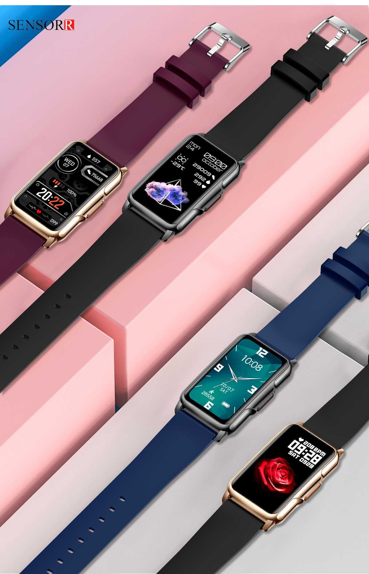 Elegancki Zegarek Damski SMARTWATCH SMARTBAND SENSORR Na Bransolecie
