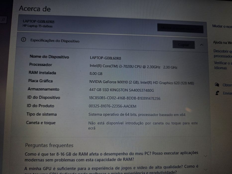 Portatil laptop HP
