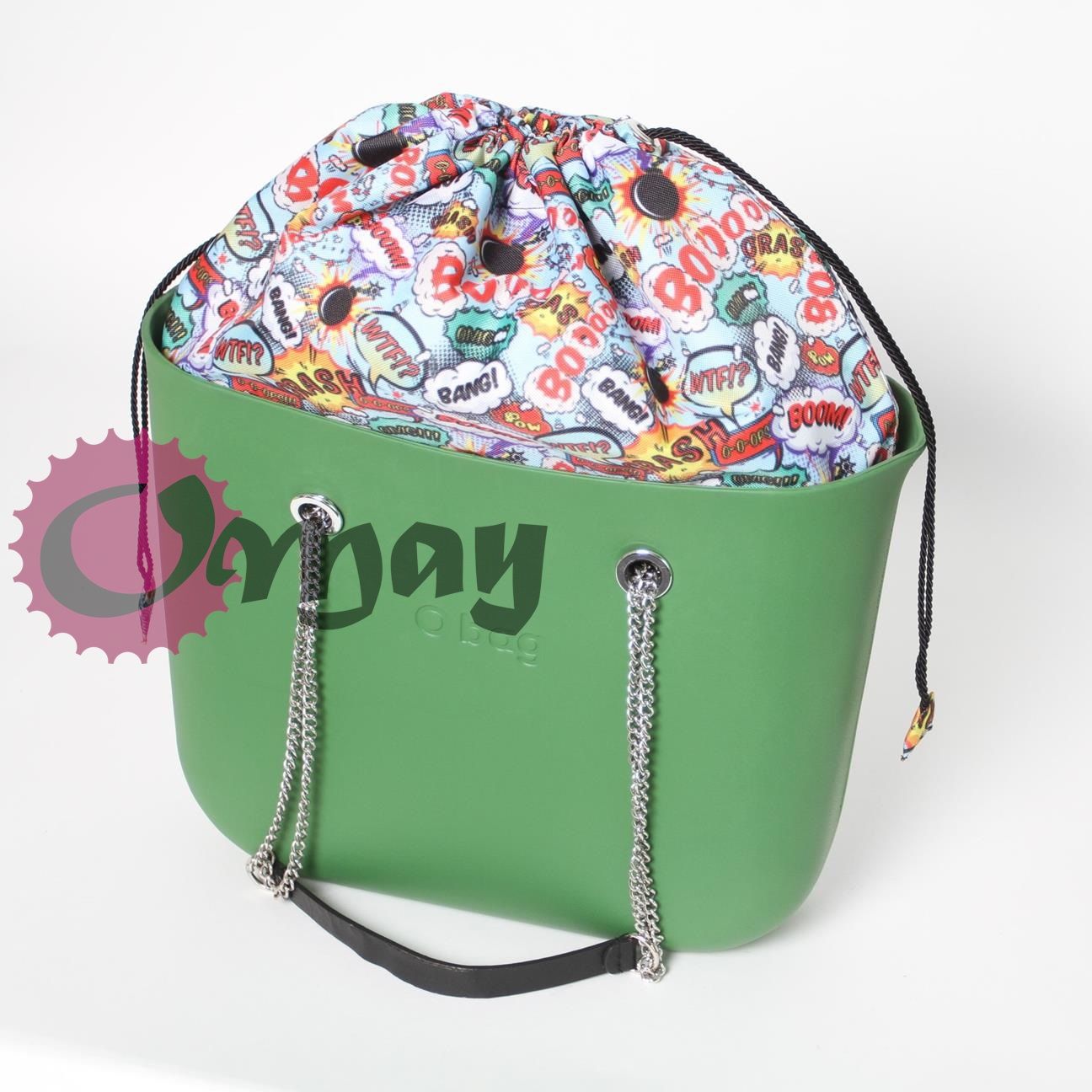 Czarny organizer OBAG STANDARD worek komiks 2 kieszenie komin OMAY