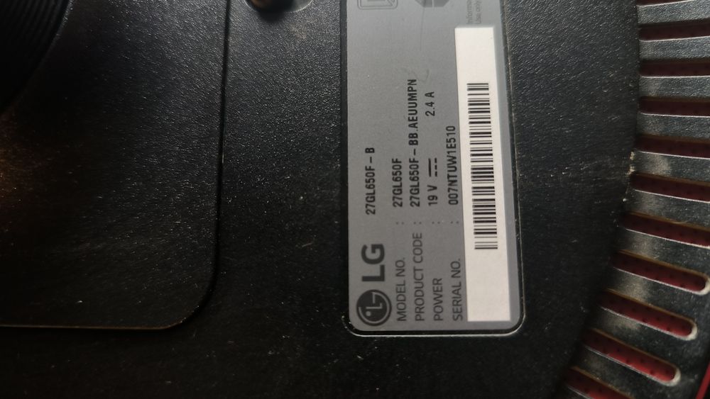 Monitor lg 27 144hz uszkodzony