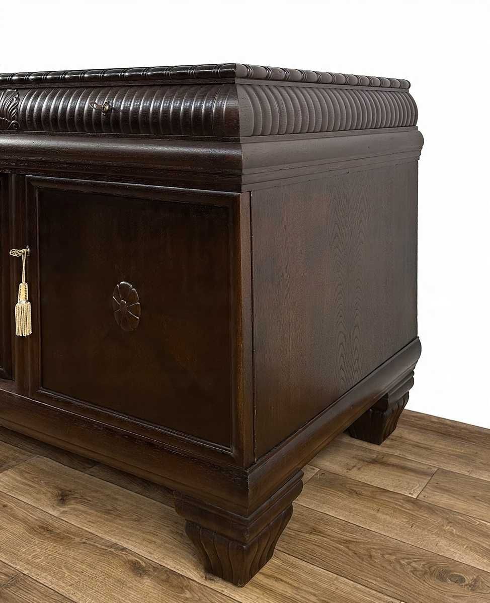 KOMODA BUFET antyk rzeźbiona RÓŻE 5 szuflad szafka pod TV RTV 230 cm