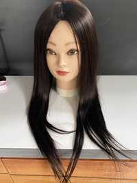 Toper tupet dopinka treska włosy naturalne brąz 50 cm Malezyjskie