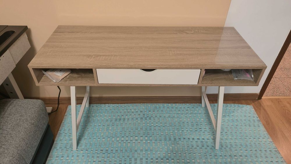Secretária ABBETVED 48x120 cor carvalho claro/branco
