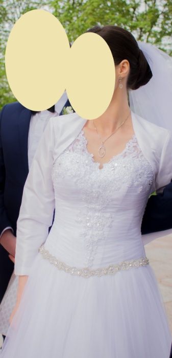 Suknia Ślubna biała tiulowa koronka roz 36 38 księżniczka