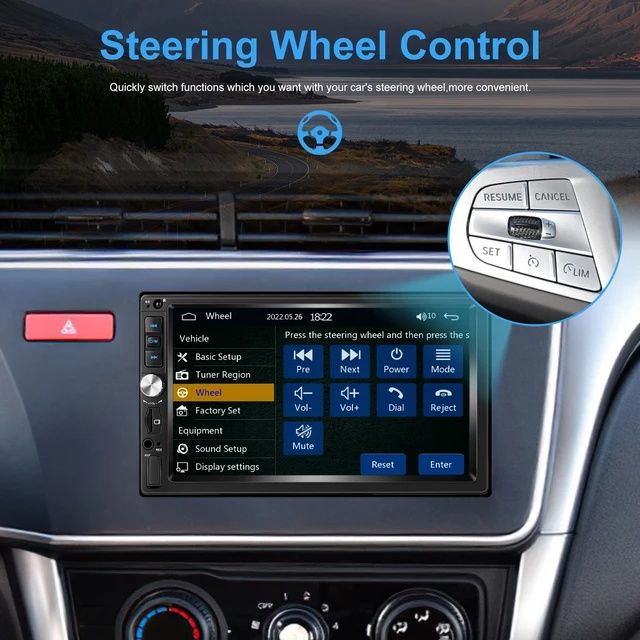 Rádio 2din 7 polegadas CARPLAY e android auto Bluetooth e Mic NOVO