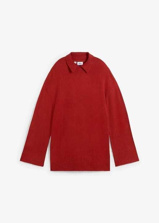 Sweter czerwony z kołnierzykiem