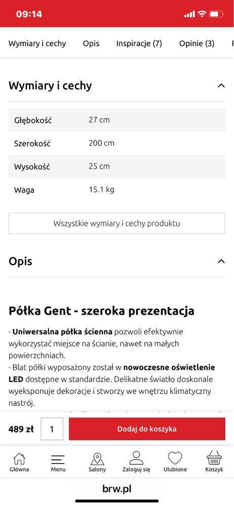 Półka ścienna Gent