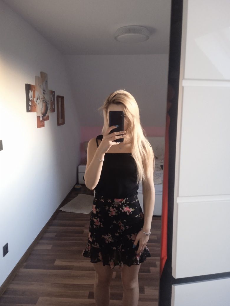 Spódnica mini marszczona siatkowana nowa s M sexy wysoki stan eleganck