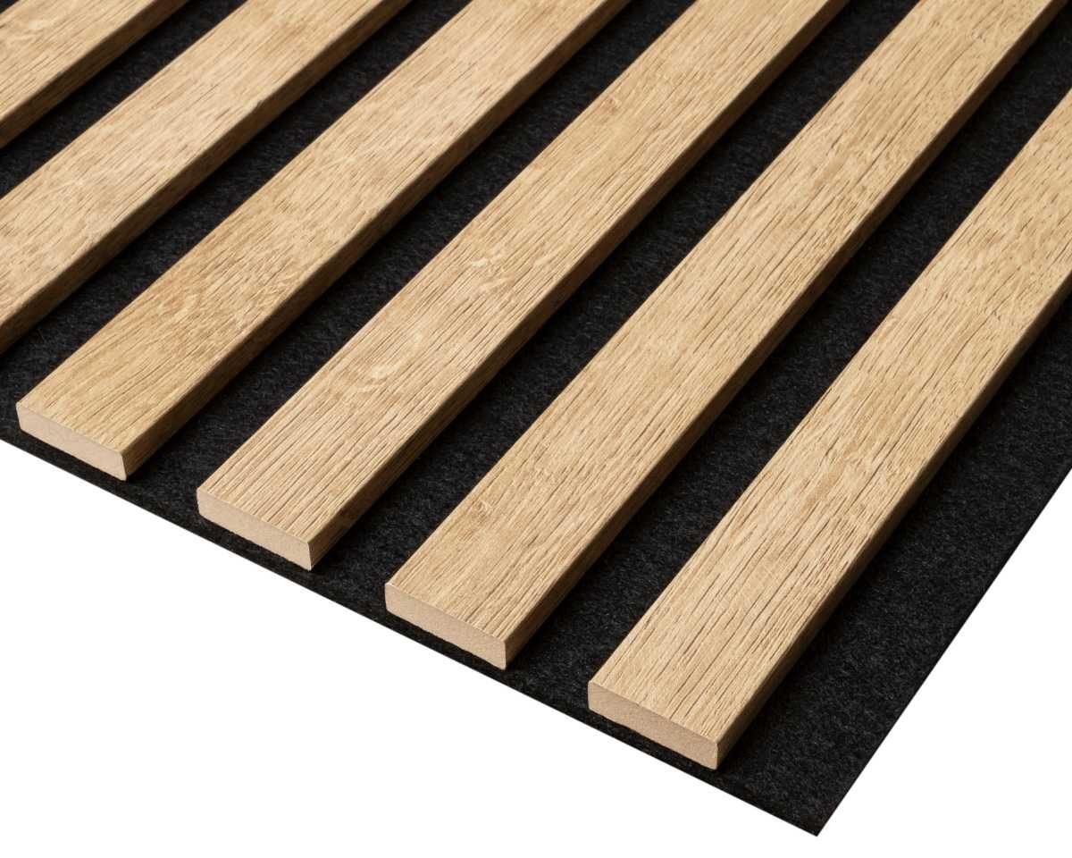 Lamele ścienne 275x45 cm na czarnym filcu Dąb Santa