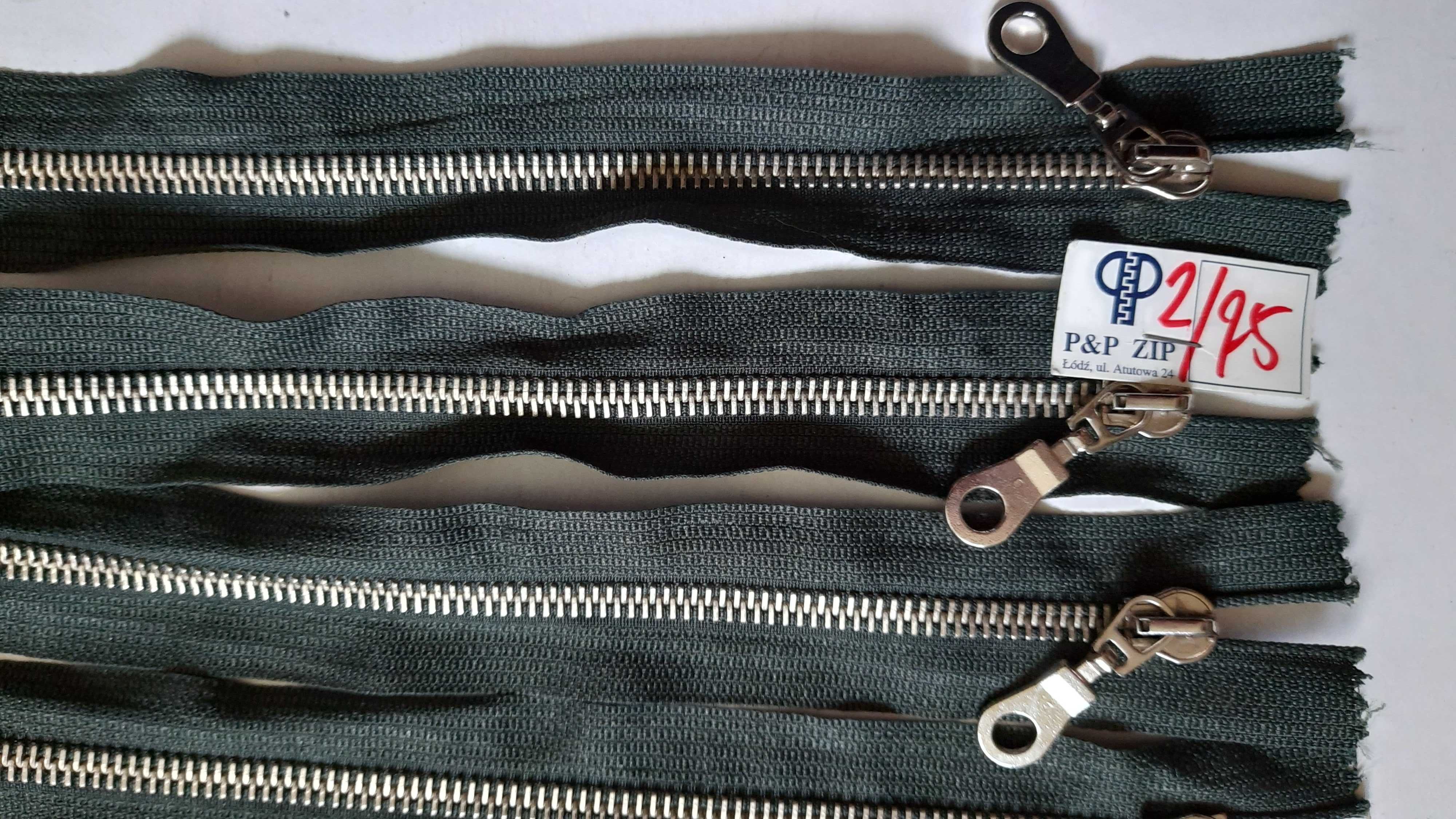 Zestaw zamków metalowych rozdzielczych do kurtek 75 cm grafitowych.