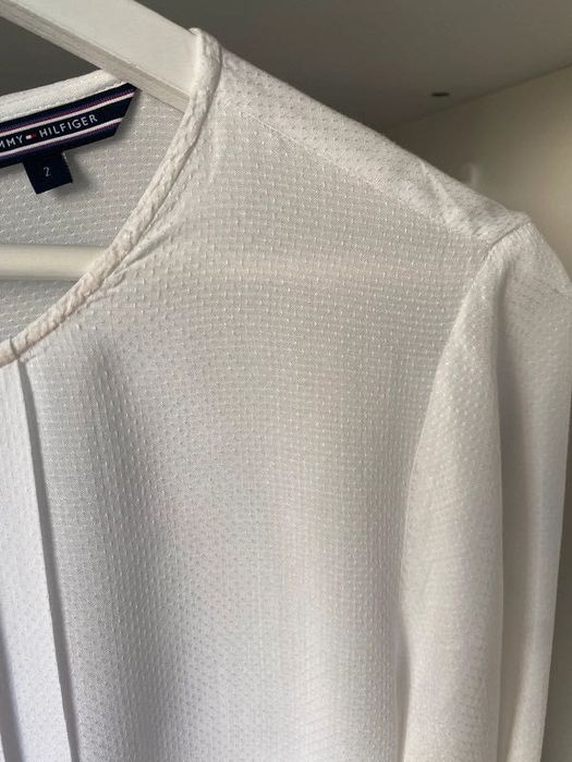 Tommy Hilfiger koszula damska biała w plisowana rozpinana na plecach