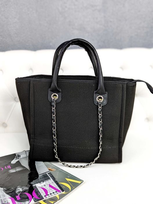 Сумка в стилі Chanel велика шопер чорна