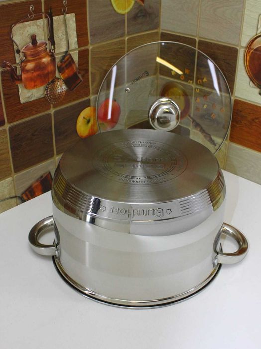 Duży Garnek na gaz / indukcja 10 ,1 L Ze stali nierdzewnej z pokrywką