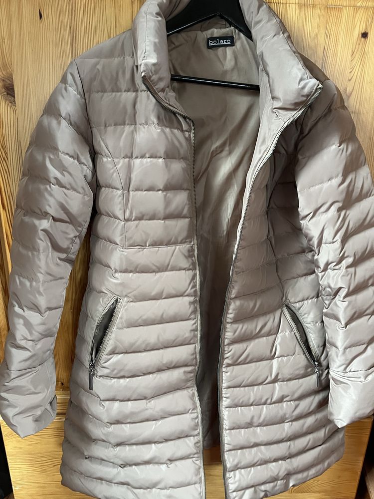 Brązowa kurtka damska Bolero rozm. M 90 % puch 10% pierze