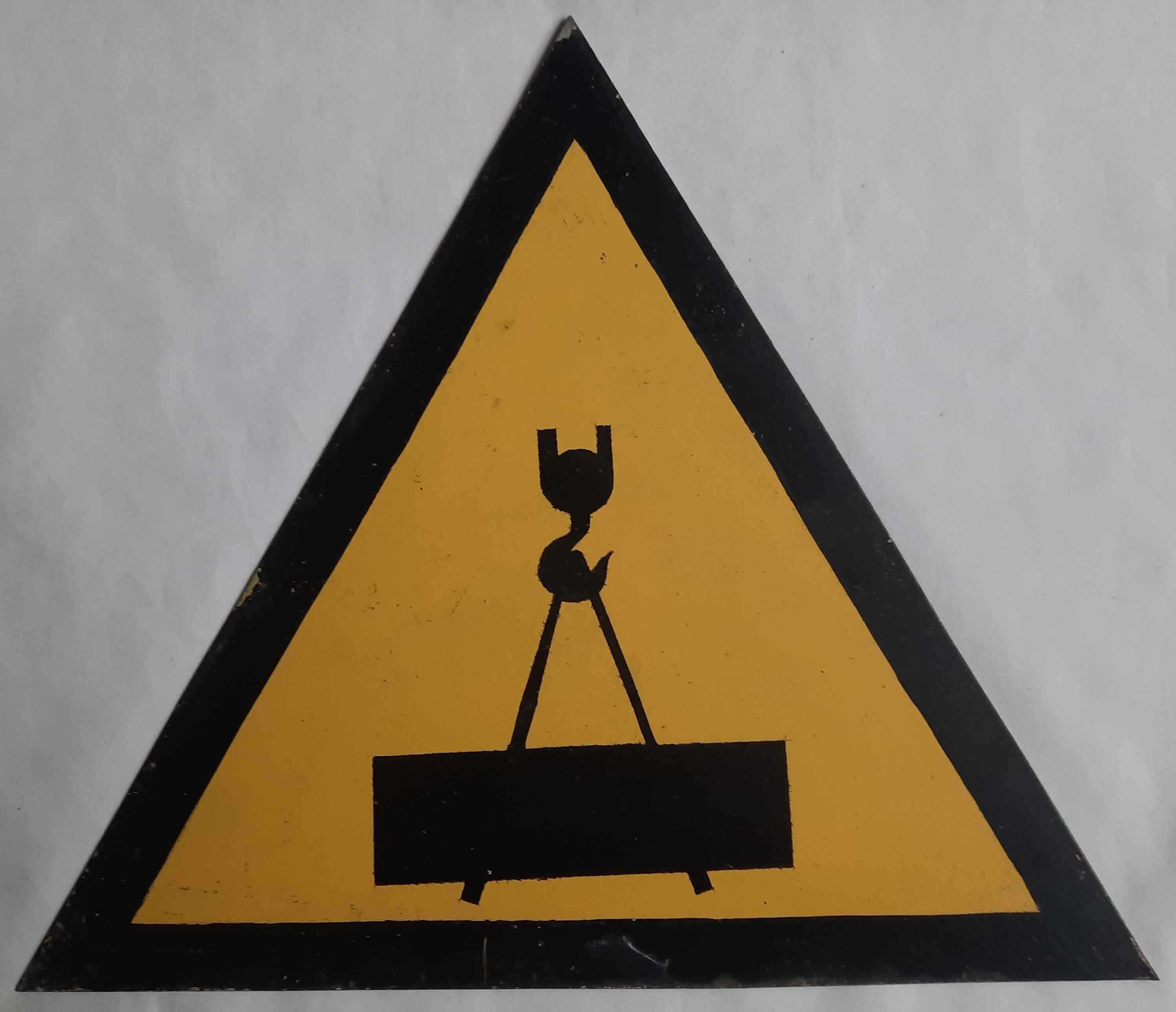 Tablica BHP Metalowa Dźwig PRL Vintage