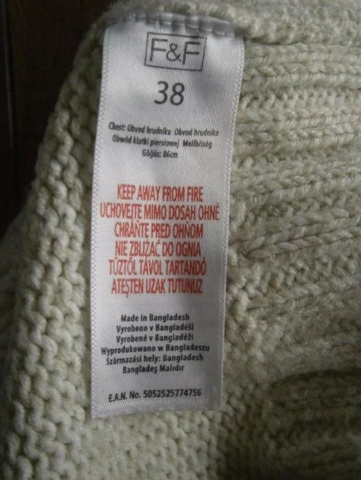 Sweter sweterek z golfem krótki rękaw jasny S M 38 F&F