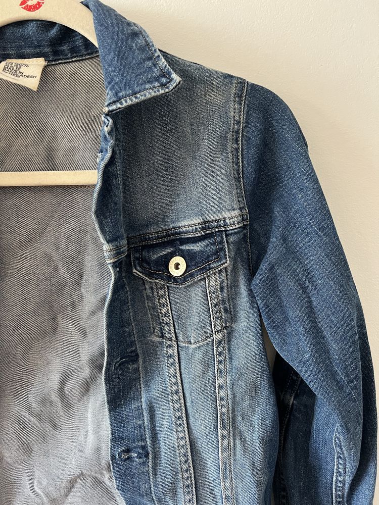 Katana dżinsowa jeansowa kurtka niebieska 152 cm 11-12 H&M XS 34