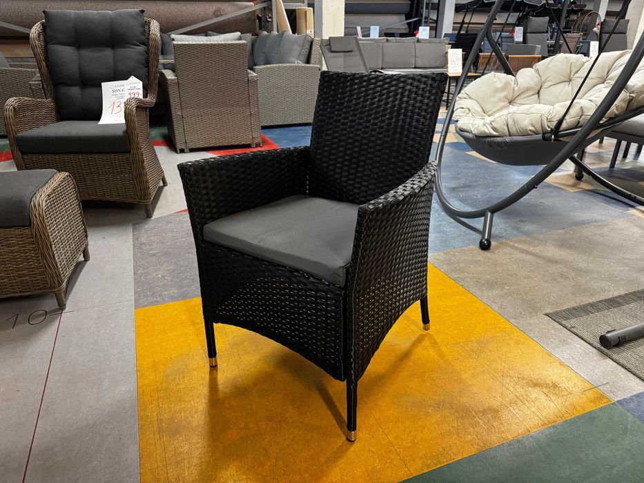 OUTLET! Komplet Krzeseł Ogrodowych Z Technorattanu Czarne Krzesła