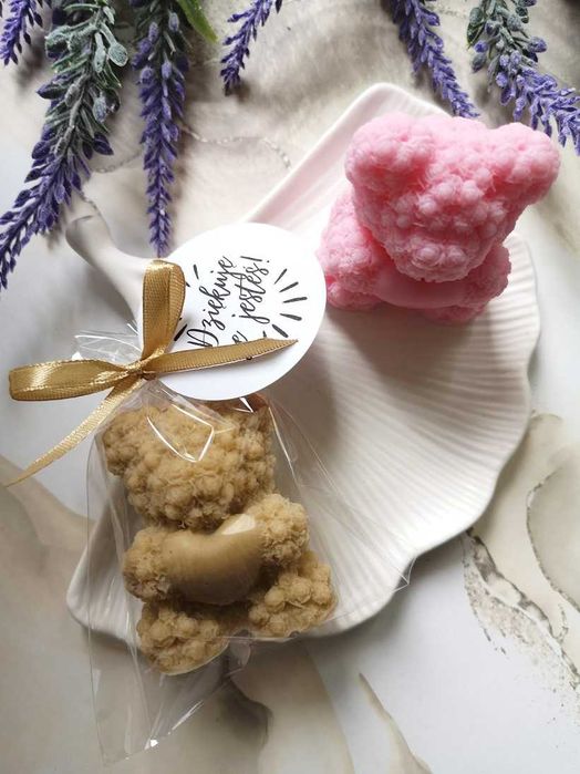 Mydlany miś z sercem podziękowanie upominek Urodziny Dzień Dziecka