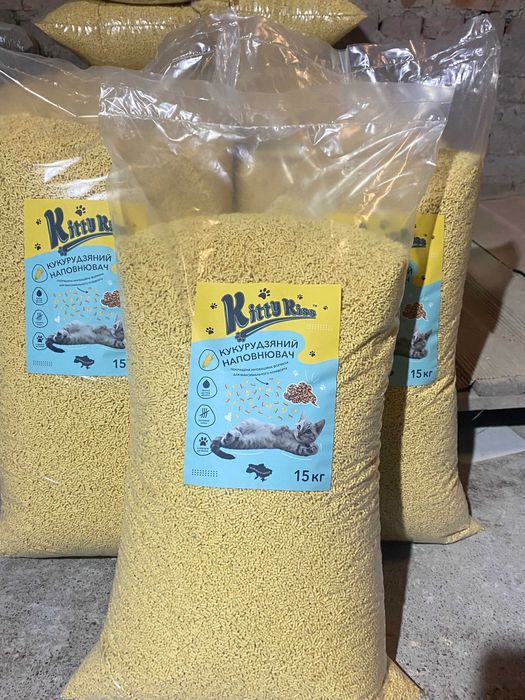 Наповнювач для котячого туалету 15 кг — натуральний, без хімії.