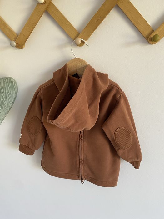 Bluza newbie 68 ruda brązowa guzik z kapturem