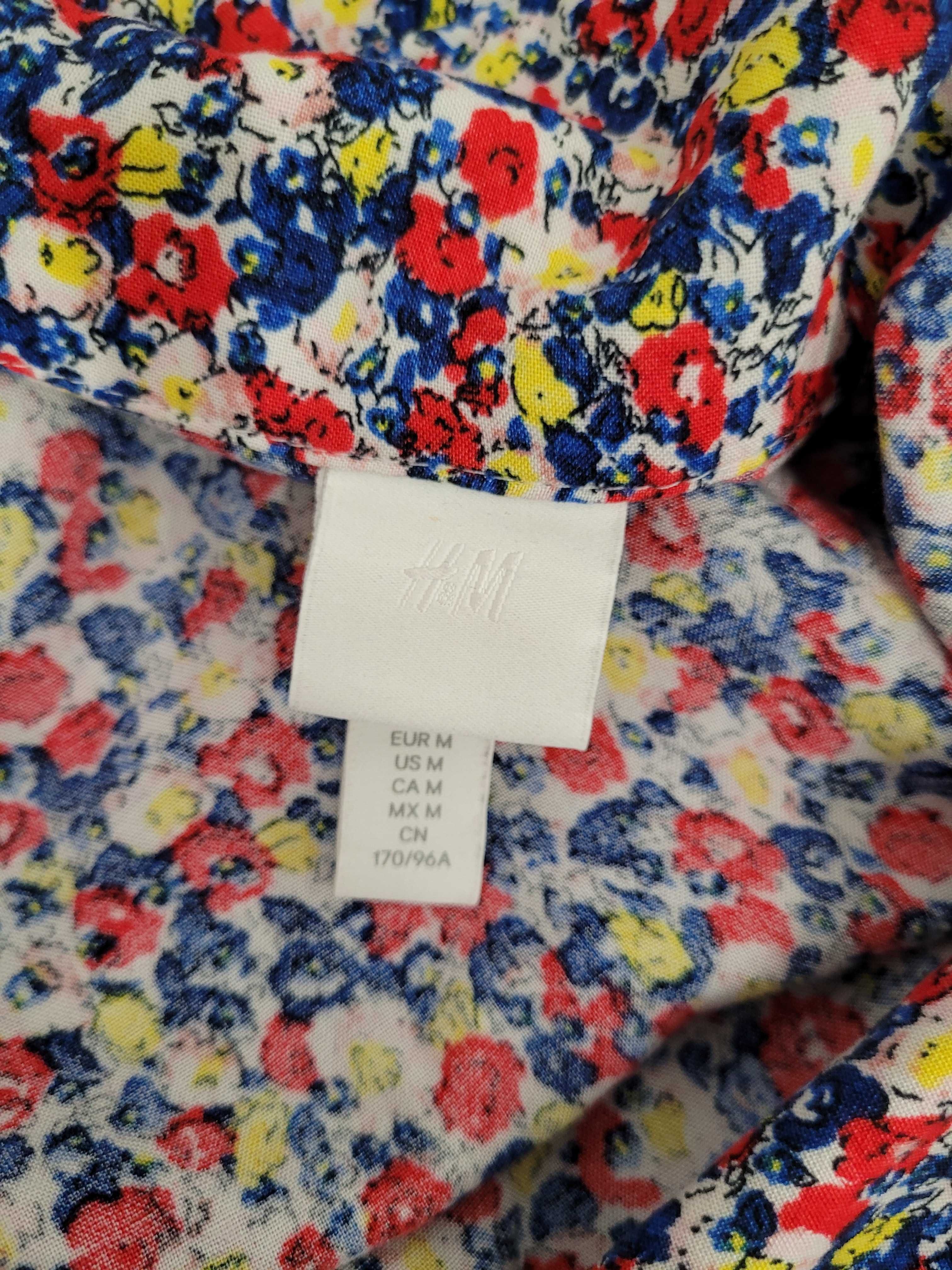 Sukienka maxi H&M sukienka koszulowa M 38 100% wiskoza kwiaty wiosenna