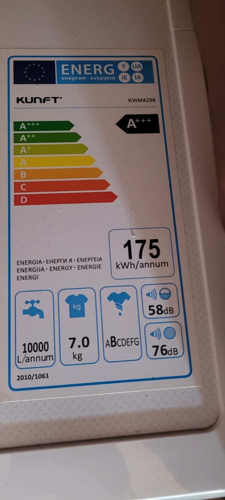 Máquina de lavar roupa kunft 7 kg