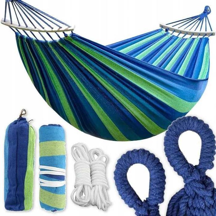 HAMAK Ogrodowy DWUOSOBOWY XXL 260x150 2 Osobowy Turystyczny DUŻY