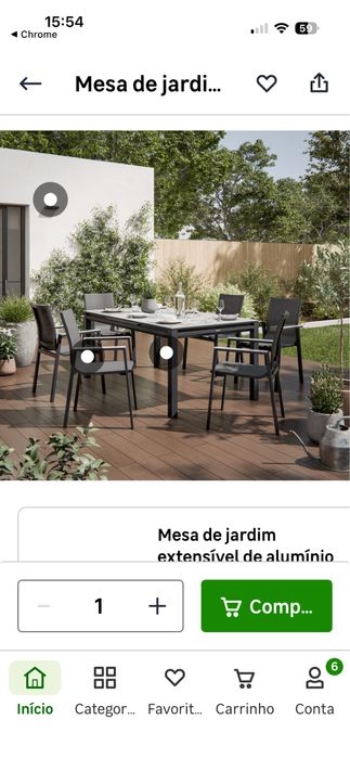 Conjunto de exterior mesa extensivel e cadeiras de jardim