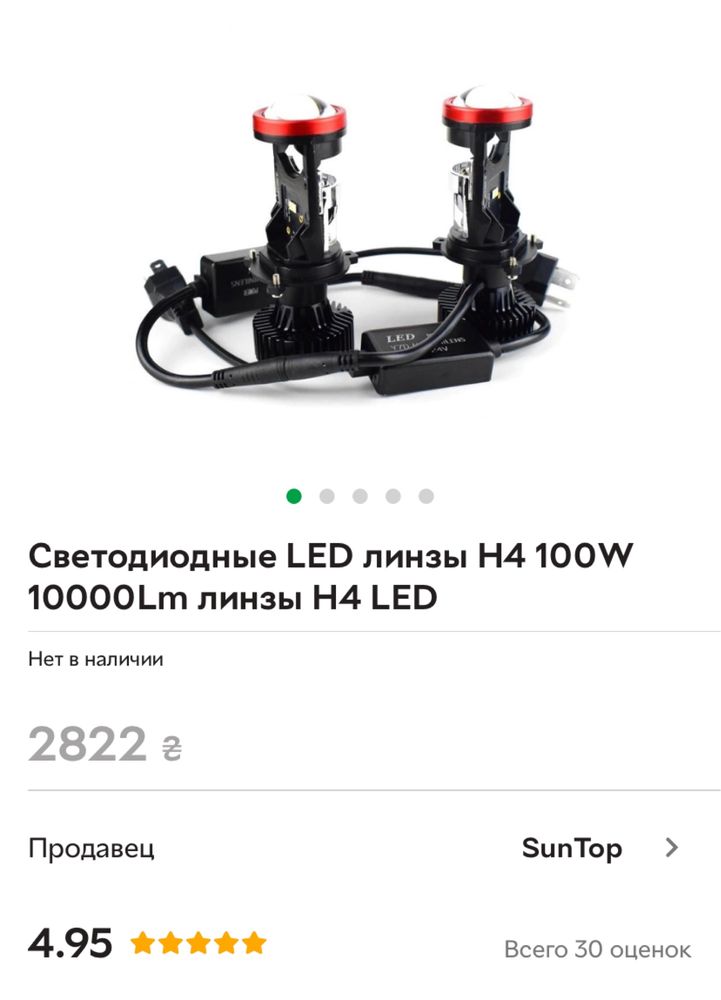 Светодиодные LED линзы Н4 линзы H4 LED без разбора