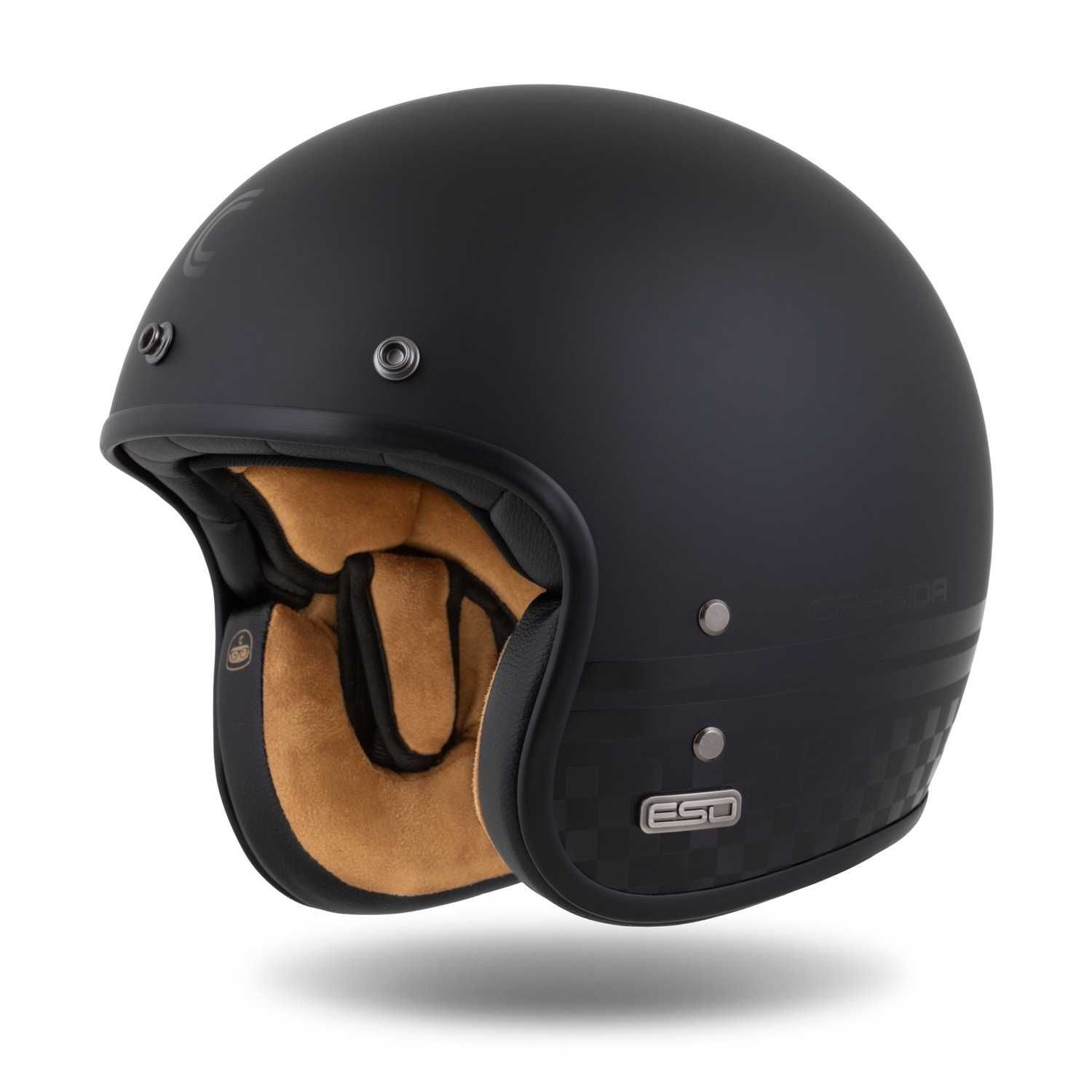 Kask motocyklowy CASSIDA ESO WŁÓKNO szklane pod intercom XS-3XL
