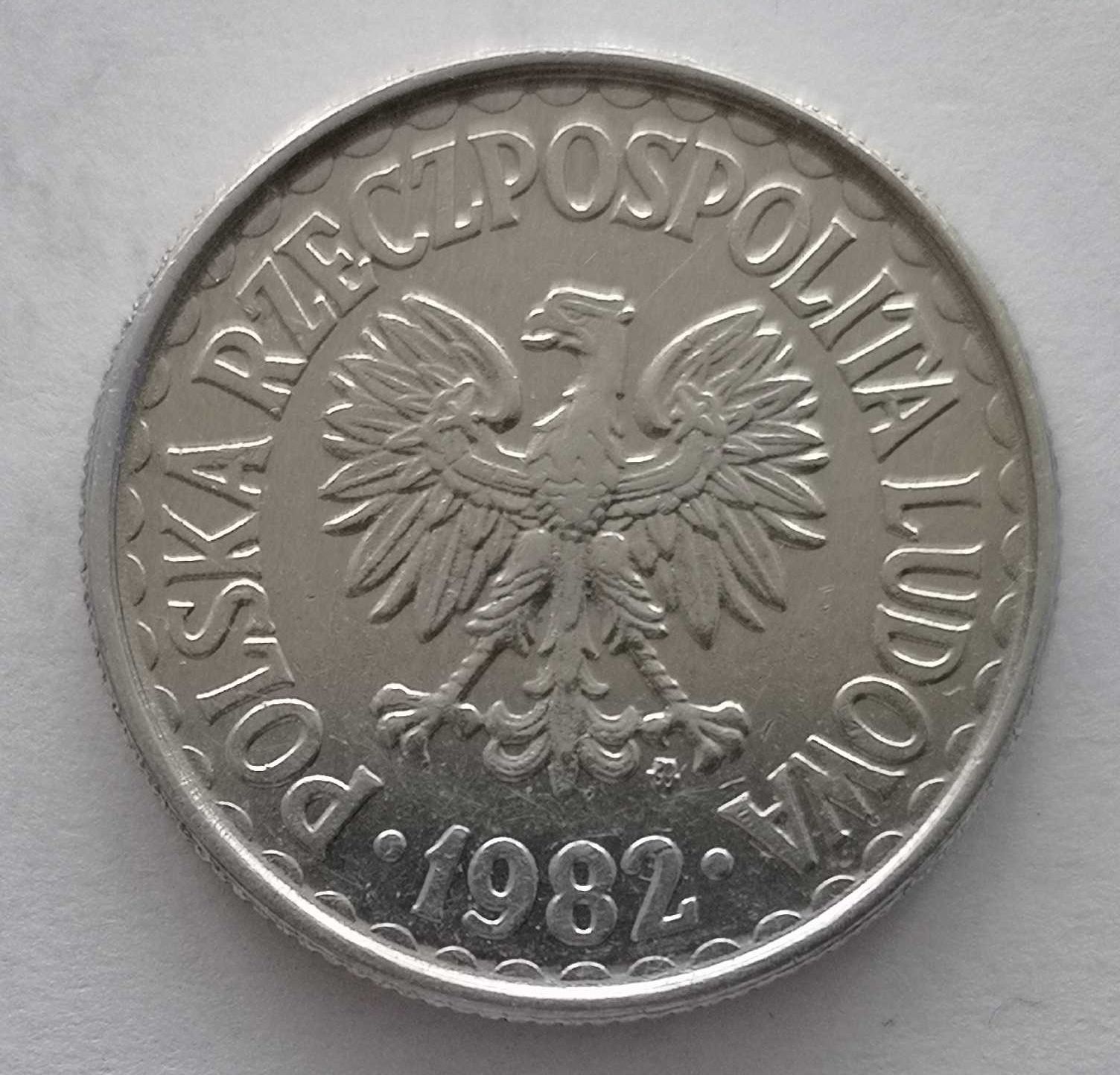 Moneta PRL 1 złoty 1982r.Al. Stan monety widoczny na zdjęciach.