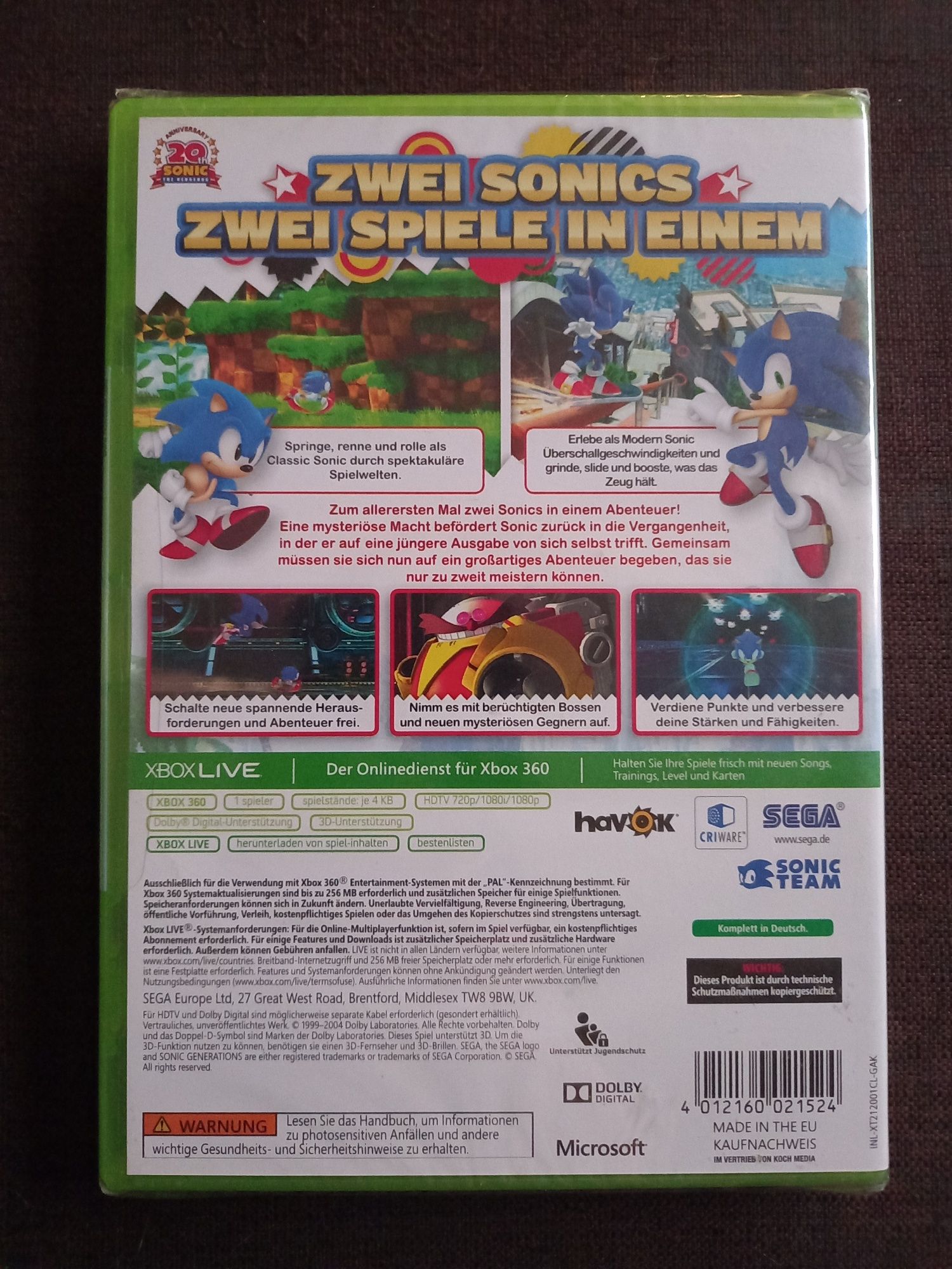 NOWA gra Sonic Generations na konsolę xbox 360 SEGA