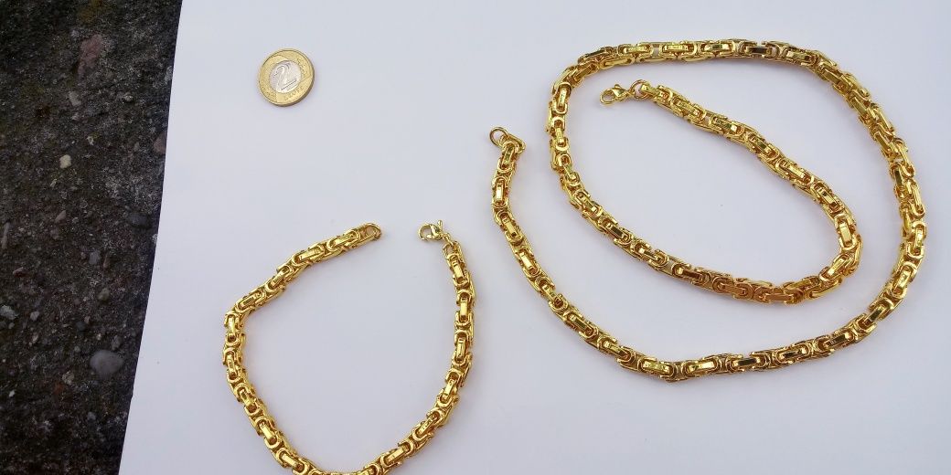 Złoty łańcuszek splot królewski, złota bransoletka splot królewski,316