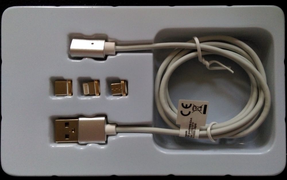 MAGNETYCZNY Kabel do KAŻDEGO telefonu 3w1 Micro-USB, Typ C i 8 PIN
