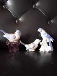 Japonia 3 figurki ptaków,kostna cudna porcelana, unikatowa barwa