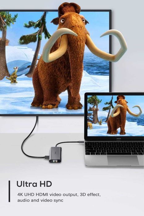 YXwin adapter - koncentrator USB C, USB C do HDMI 4K, 6 w 1