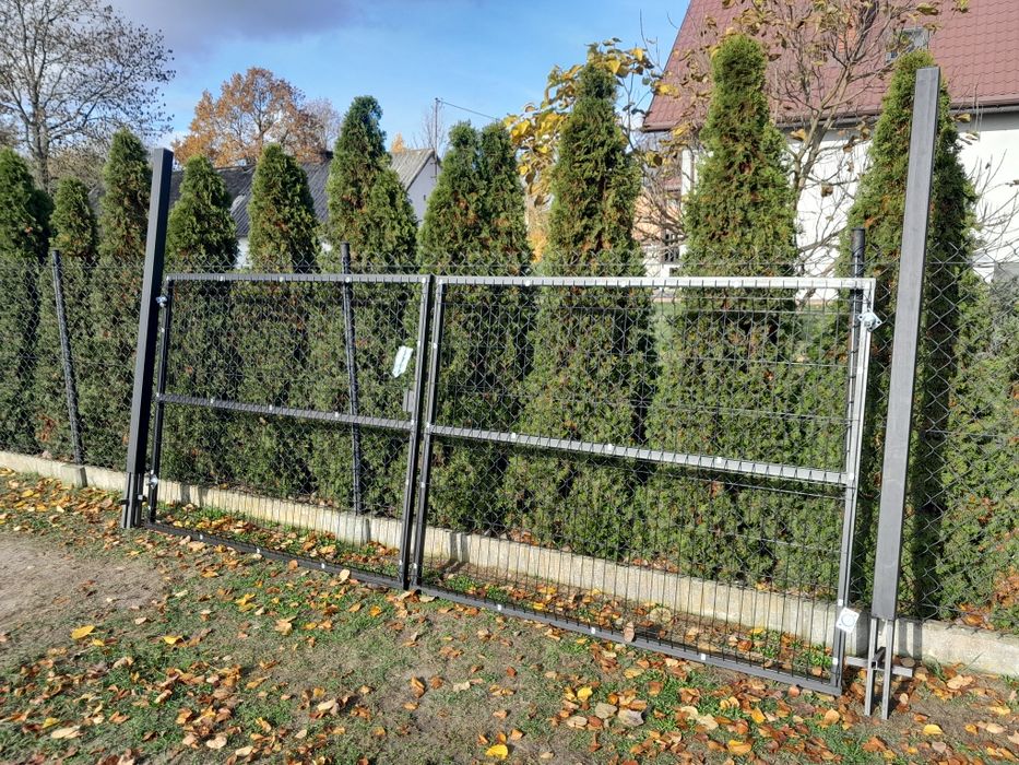 Brama Panelowa 3D Wjazdowa Gospodarcza 4mx1,60m Słupki Zawiasy Komplet