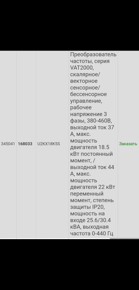 Преобразователь частоты VAT2000 18.5 кВт