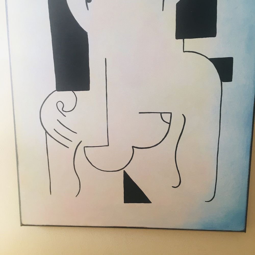 Minimalistyczny obraz linearny – para, 54x73 cm