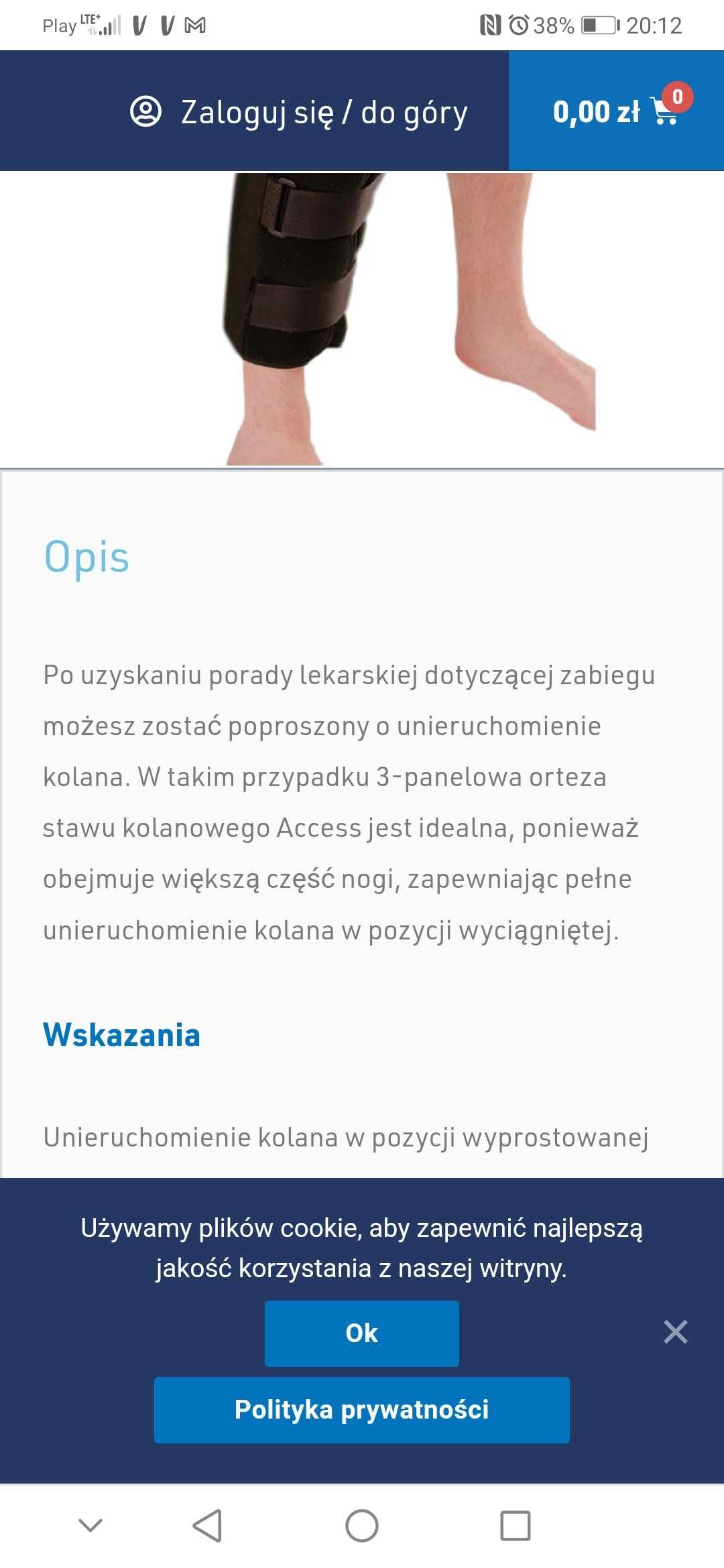 Access Profesjonalna 3-panelowa  orteza stawu kolanowego rozm 1  50-60